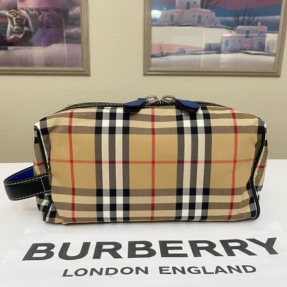 BURBERRY Nova Check Canvas Leather Clutch Bag 💼 - Picture 1 of 17